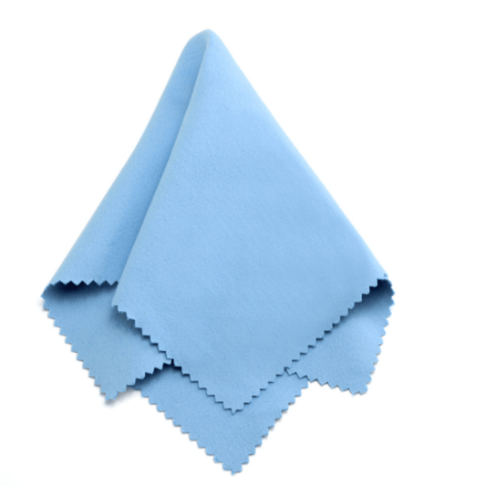 A ShineOn Fulfillment polishing cloth on a white background, designed for taking care of delicate items.
