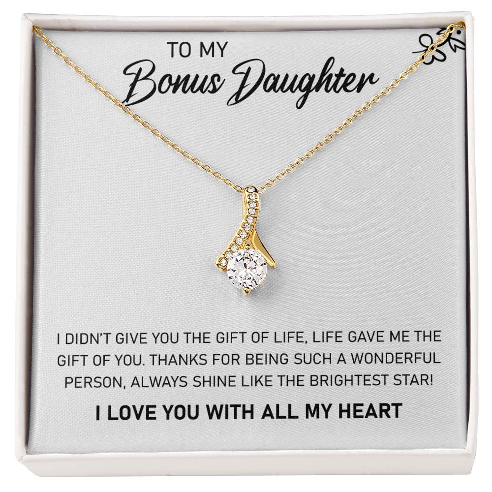 A pendant gift box with the To My Bonus Daughter, Always Shine Like The Brightest Star - Alluring Beauty Necklace by ShineOn Fulfillment.