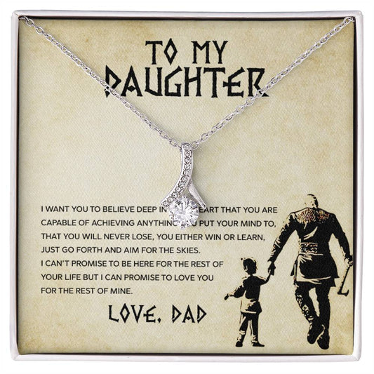 An Alluring Beauty Necklace, the perfect stunning gift for that special someone, in a gift box with "To My Daughter, You Will Never Lose" inscription by ShineOn Fulfillment.