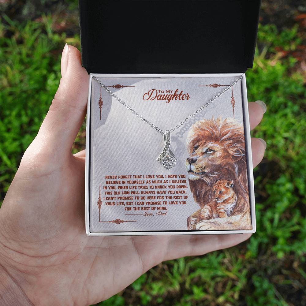 A To My Beautiful Daughter, I Promise To Love You For The Rest Of My Life - Alluring Beauty Necklace pendant necklace featuring a lion and a lioness, the perfect gift for animal lovers, by ShineOn Fulfillment.