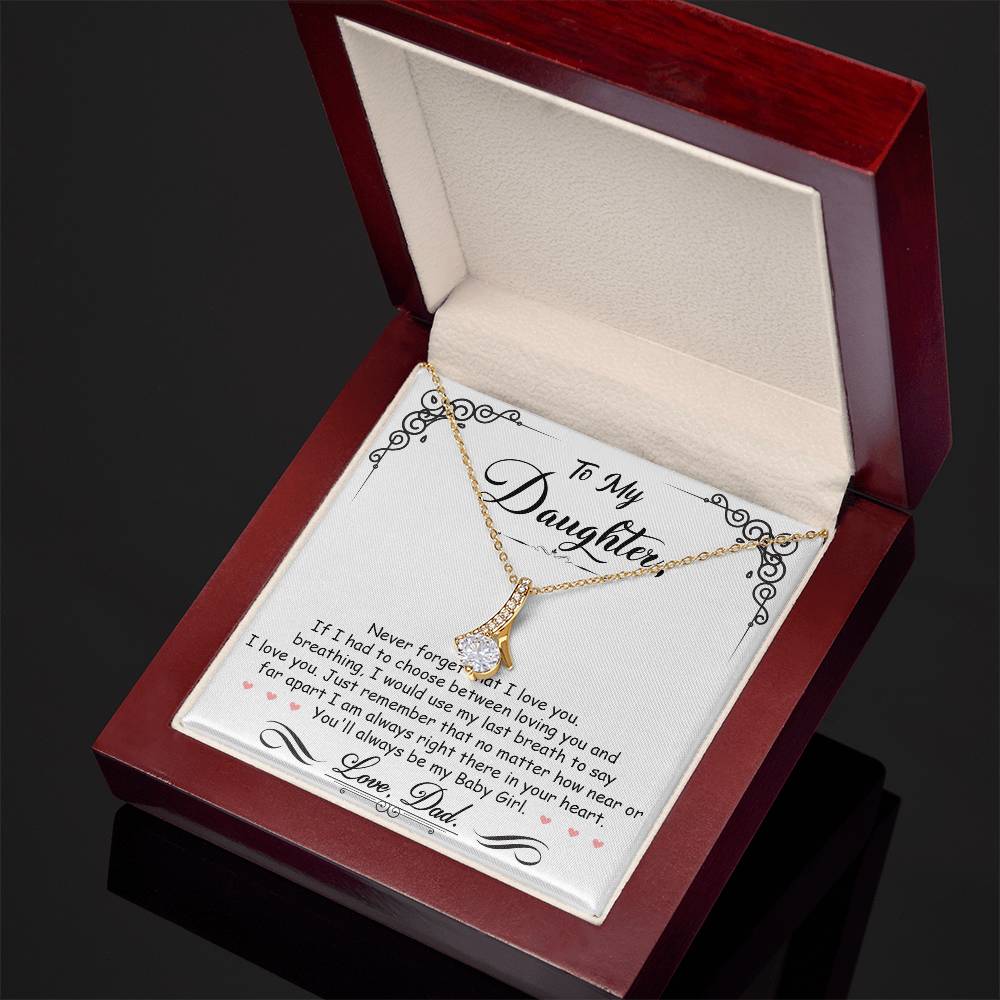 A To My Daughter, I'm Always Right Here In Your Heart - Alluring Beauty Necklace by ShineOn Fulfillment in a box with a pendant.