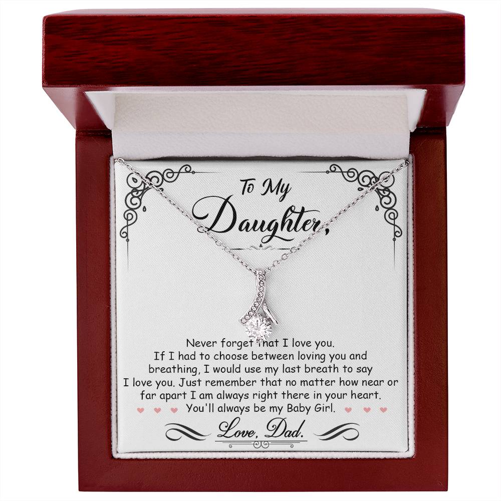 A To My Daughter, I'm Always Right Here In Your Heart - Alluring Beauty Necklace from ShineOn Fulfillment, presented in a wooden box.