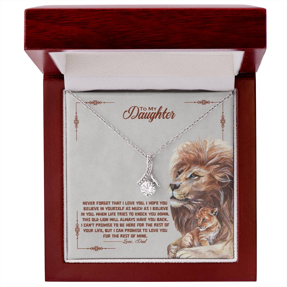 A To My Beautiful Daughter, I Promise To Love You For The Rest Of My Life - Alluring Beauty Necklace from ShineOn Fulfillment, with a lion and a tiger pendant in a wooden box, perfect as a gift.