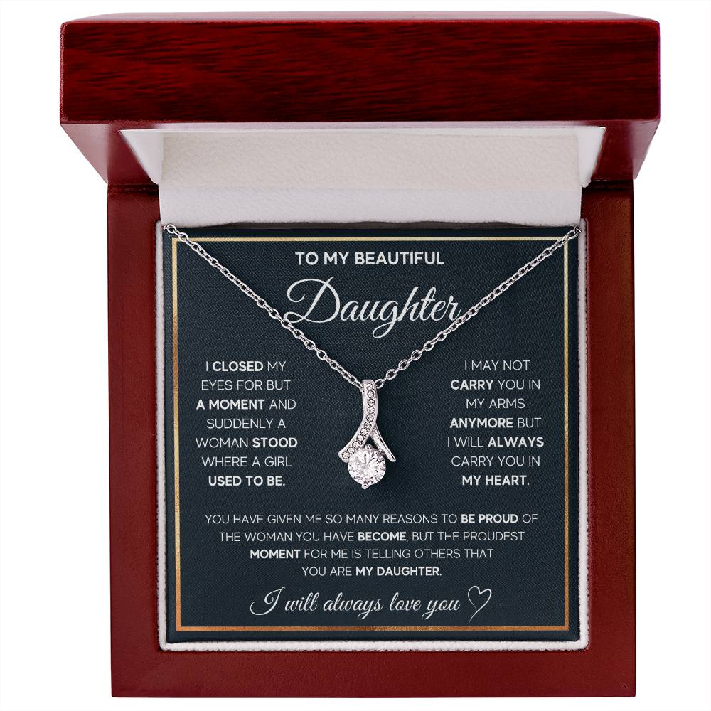 A To My Daughter, I Will Always Carry You In My Heart - Alluring Beauty Necklace gift box for my beautiful daughter from ShineOn Fulfillment.