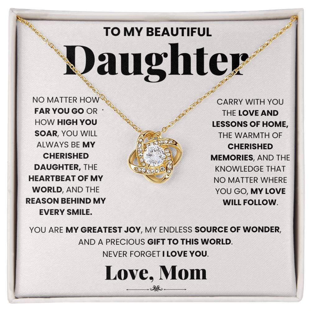 A My Cherished Daughter - Love Knot Necklace from ShineOn Fulfillment for my beautiful daughter, representing our unbreakable bond.