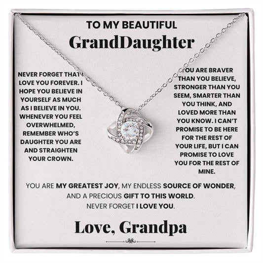 Love forever grandpa - Love Knot Necklace by ShineOn Fulfillment, with cubic zirconia crystals pendant, for my beautiful granddaughter.