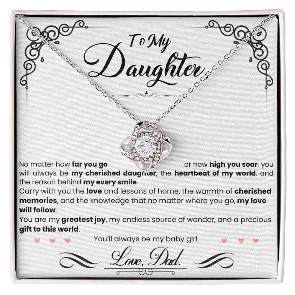 A precious gift, a My Cherished Daughter - Love Knot Necklace for my beautiful daughter from ShineOn Fulfillment.