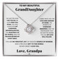 This elegant ShineOn Fulfillment - Cherished Granddaughter Grandpa Love Knot Necklace gift box features a stunning pendant adorned with cubic zirconia crystals, specifically designed for my beautiful granddaughter.