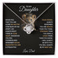 A To My Daughter, You Will Always Be My Baby Girls - Love Knot Necklace gift box with an adjustable chain length, featuring a necklace adorned with cubic zirconia crystals, beautifully engraved with the heartfelt message "To My Daughter" by ShineOn Fulfillment.