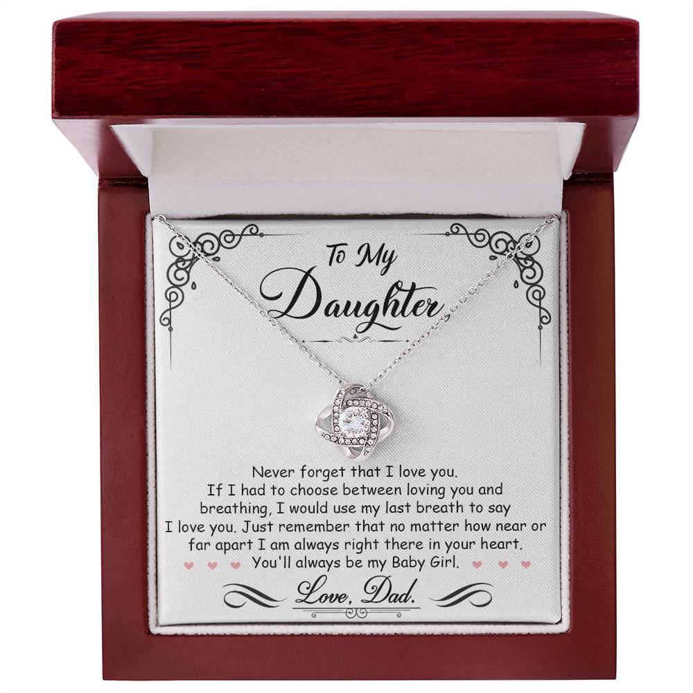 This To My Daughter, I'm Always Right Here In Your Heart - Love Knot Necklace gift box features a sparkling pendant with cubic zirconia crystals, specially designed for my daughter. Brand: ShineOn Fulfillment.