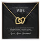 A "To My Wife, I Love You - Interlocking Hearts Necklace" by ShineOn Fulfillment, adorned with cubic zirconia crystals that form a beautiful gold heart.