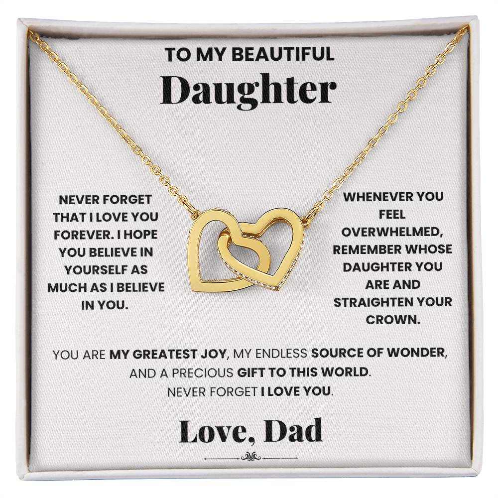 A beautiful ShineOn Fulfillment gift box to express love for my daughter with the Love forever Dad - Interlocking Hearts Necklace.