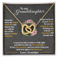 A To My Granddaughter, Hold This Tight To Feel My Love - Interlocking Hearts Necklace adorned with sparkling cubic zirconia crystals, crafted especially for my beloved granddaughter. Created by ShineOn Fulfillment.