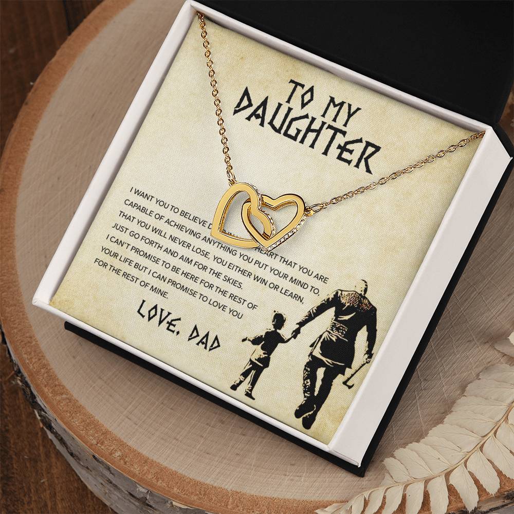 A "To My Daughter, You Will Never Lose - Interlocking Hearts Necklace" by ShineOn Fulfillment with hearts, beautifully packaged in a gift box.