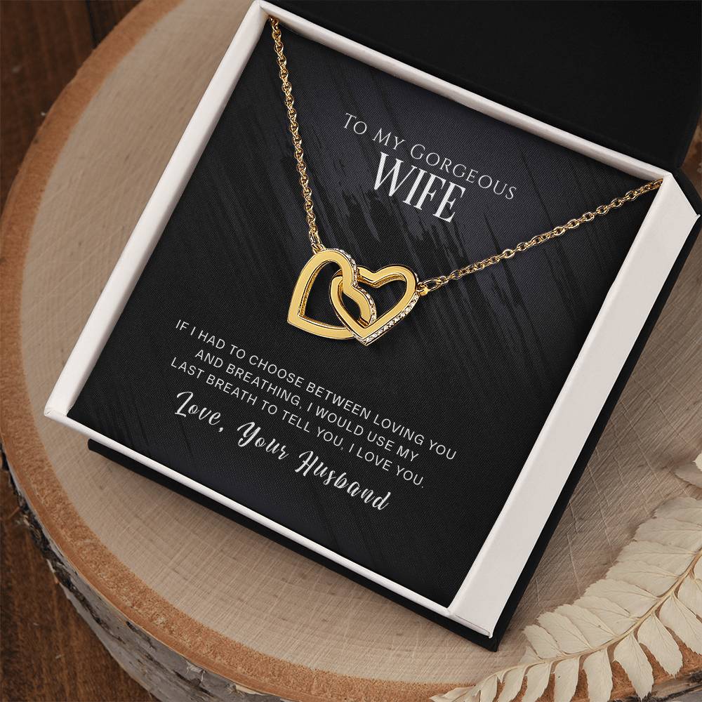 To My Wife, I Love You - Interlocking Hearts Necklace