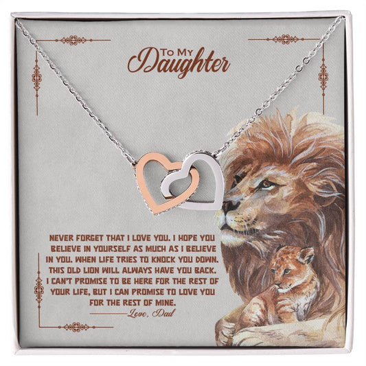 To My Beautiful Daughter, I Promise To Love You For The Rest Of My Life - Interlocking Hearts Necklace