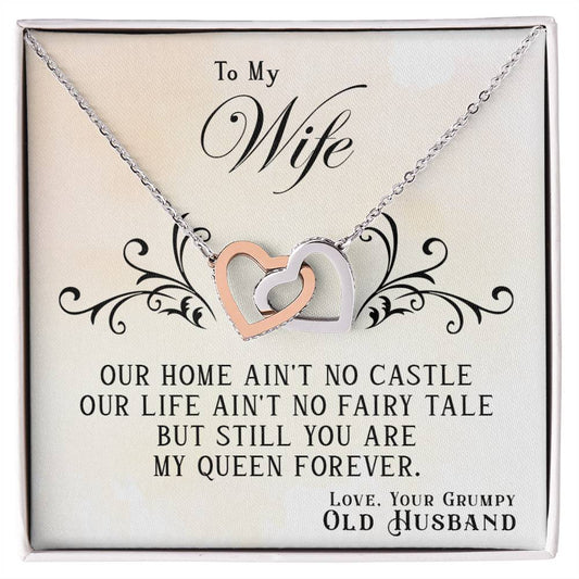 To My Wife, You Are My Queen Forever - Interlocking Hearts Necklace
