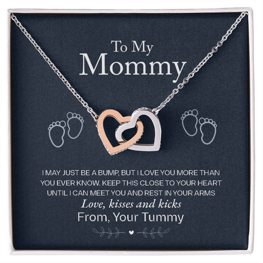 To My Mommy, Love From Your Tummy - Interlocking Hearts Necklace
