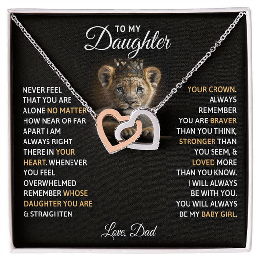 To My Daughter, You Will Always Be My Baby Girls - Interlocking Hearts Necklace