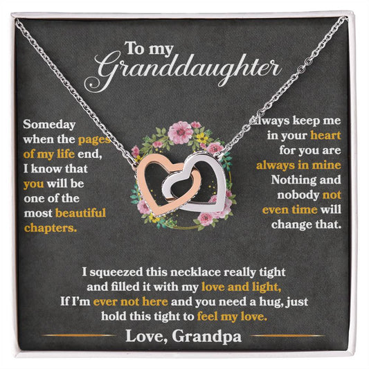 A To My Granddaughter, Hold This Tight To Feel My Love - Interlocking Hearts Necklace from ShineOn Fulfillment for my granddaughter.