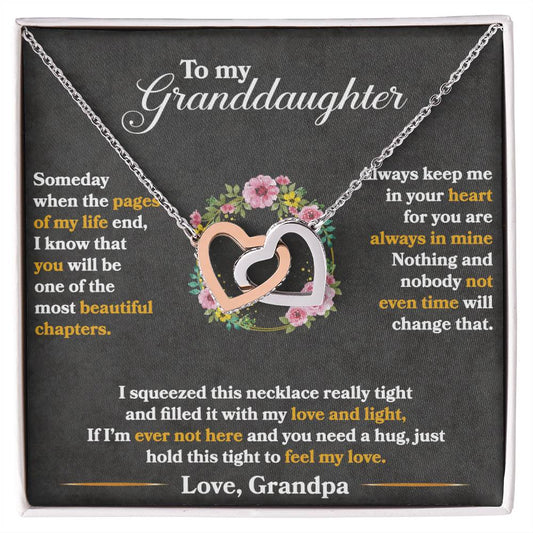 A To My Granddaughter, Hold This Tight To Feel My Love - Interlocking Hearts Necklace from ShineOn Fulfillment for my granddaughter.
