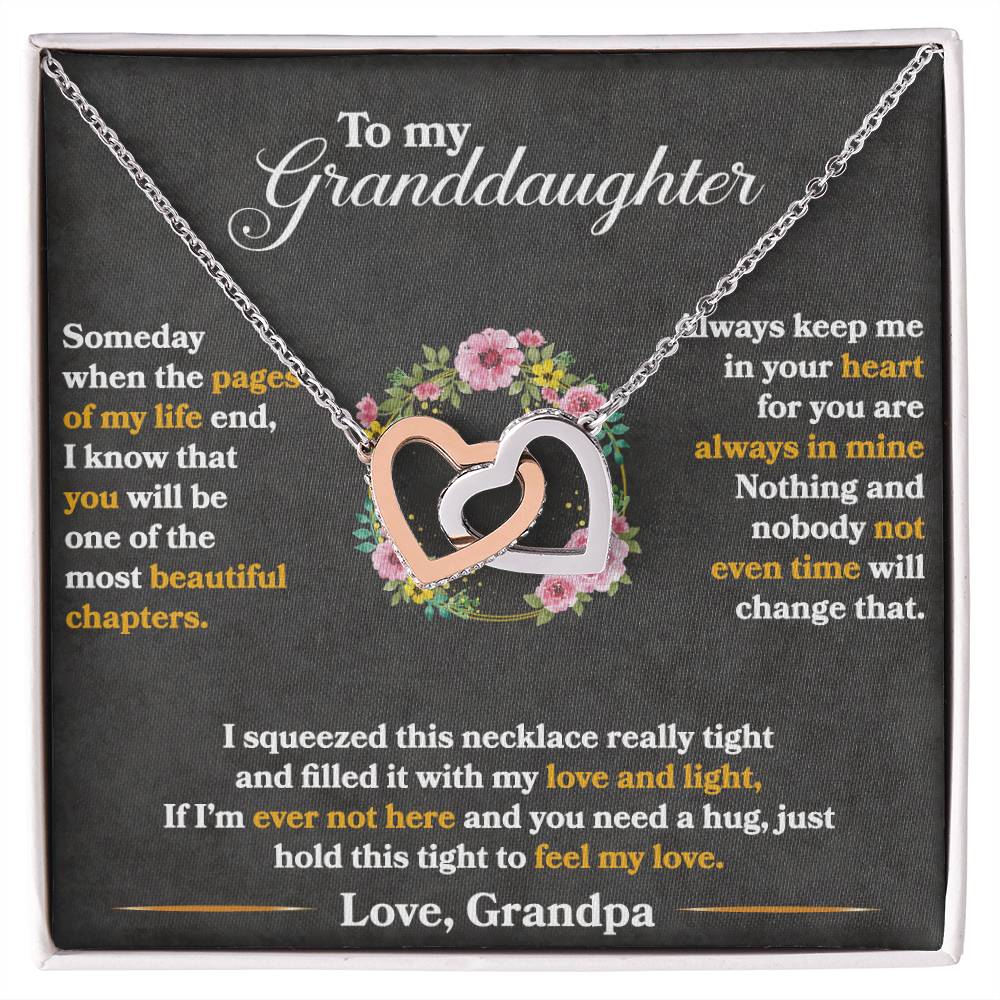 A To My Granddaughter, Hold This Tight To Feel My Love - Interlocking Hearts Necklace from ShineOn Fulfillment for my granddaughter.