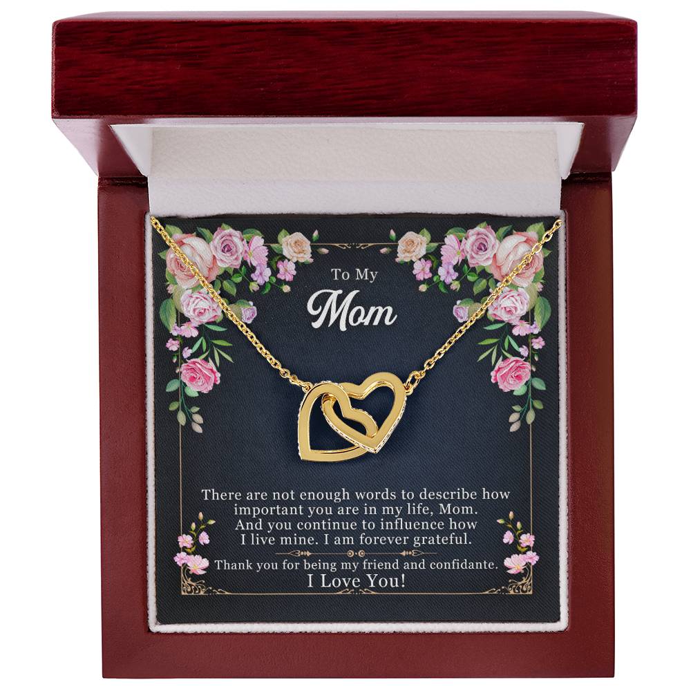 To My Mom, Thank yOU For Being My Friend - Interlocking Hearts Necklace