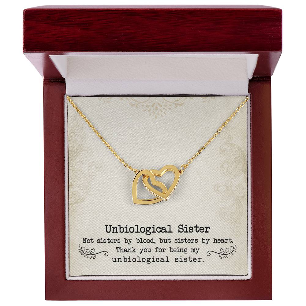To My Unbiological Sister, Sister By Heart - Interlocking Hearts Necklace