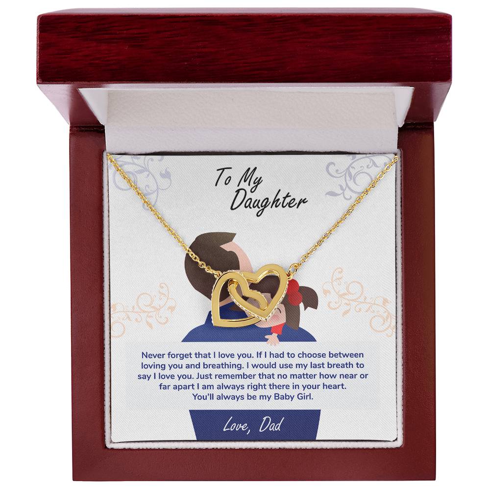 A gift box with an image of a To My Daughter, You_ll Always Be My Baby Girl - Interlocking Hearts Necklace from ShineOn Fulfillment.