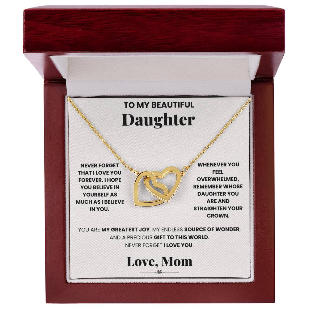 A lovely anniversary gift box with a Love Forever Mom - Interlocking Hearts Necklace from ShineOn Fulfillment expressing love to my beautiful daughter.
