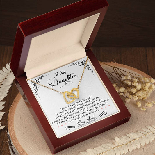 A heartfelt gift box containing the "To My Daughter, I'm Always Right Here In Your Heart - Interlocking Hearts Necklace" by ShineOn Fulfillment for a beloved daughter.