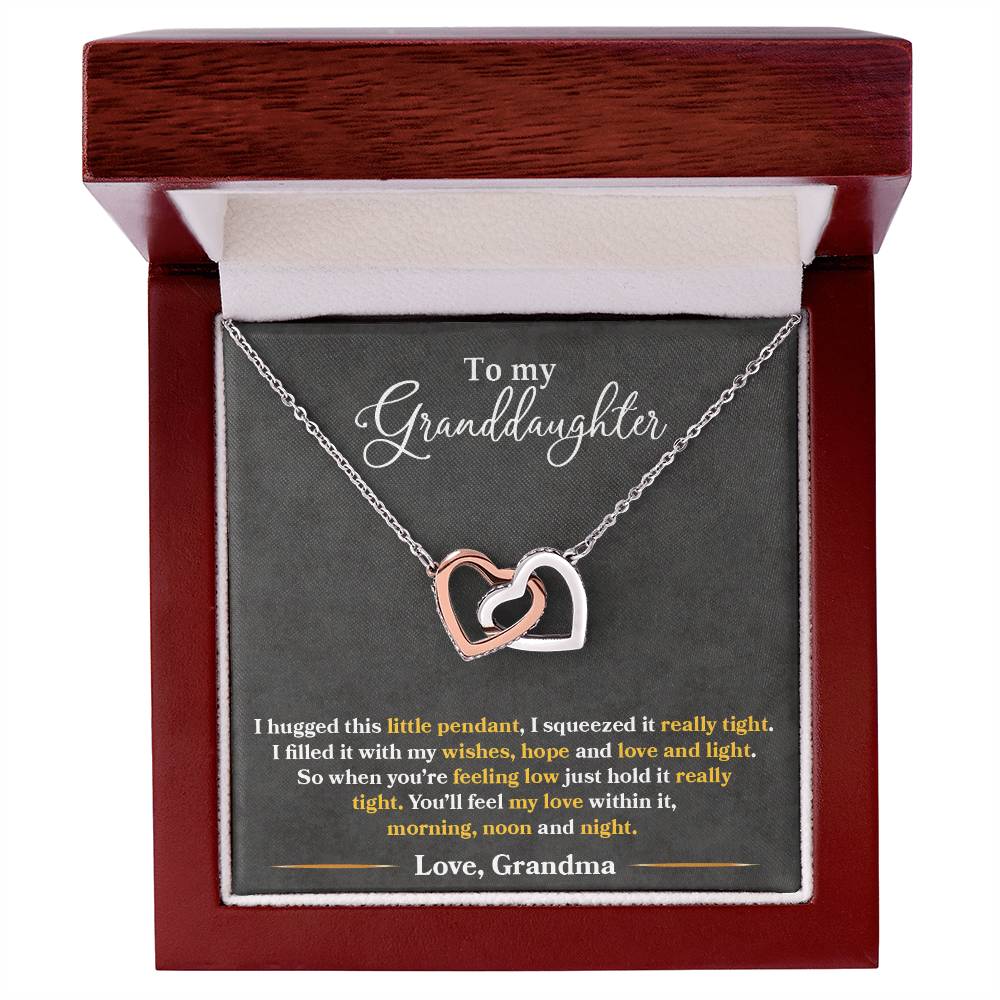 To My Granddaughter, You_ll Feel My Love Within This - Interlocking Hearts Necklace