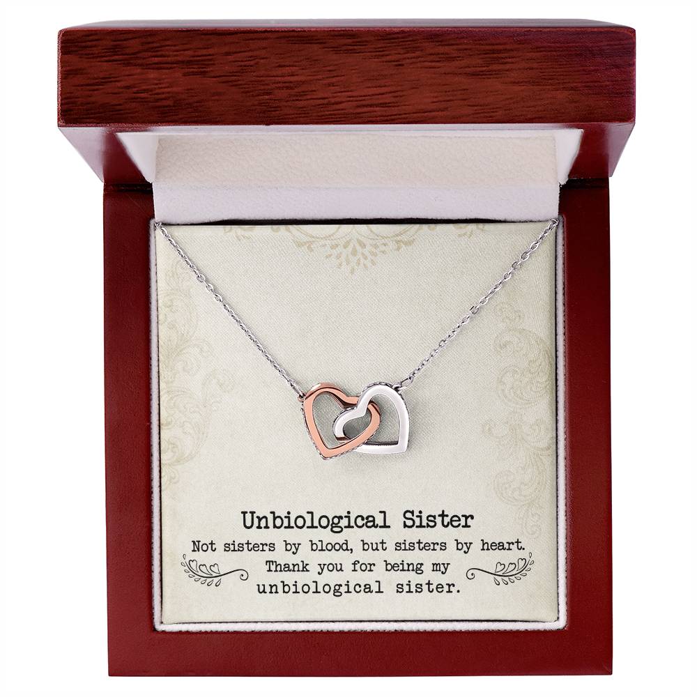 To My Unbiological Sister, Sister By Heart - Interlocking Hearts Necklace