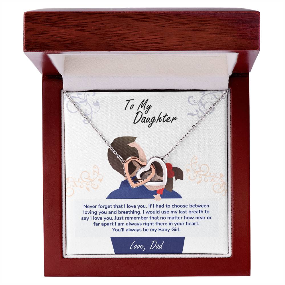 A To My Daughter, You_ll Always Be My Baby Girl - Interlocking Hearts Necklace gift box with an image of a father and daughter by ShineOn Fulfillment.