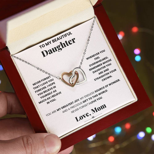 An anniversary gift box with a Love Forever Mom - Interlocking Hearts Necklace by ShineOn Fulfillment and a heartfelt gift card.