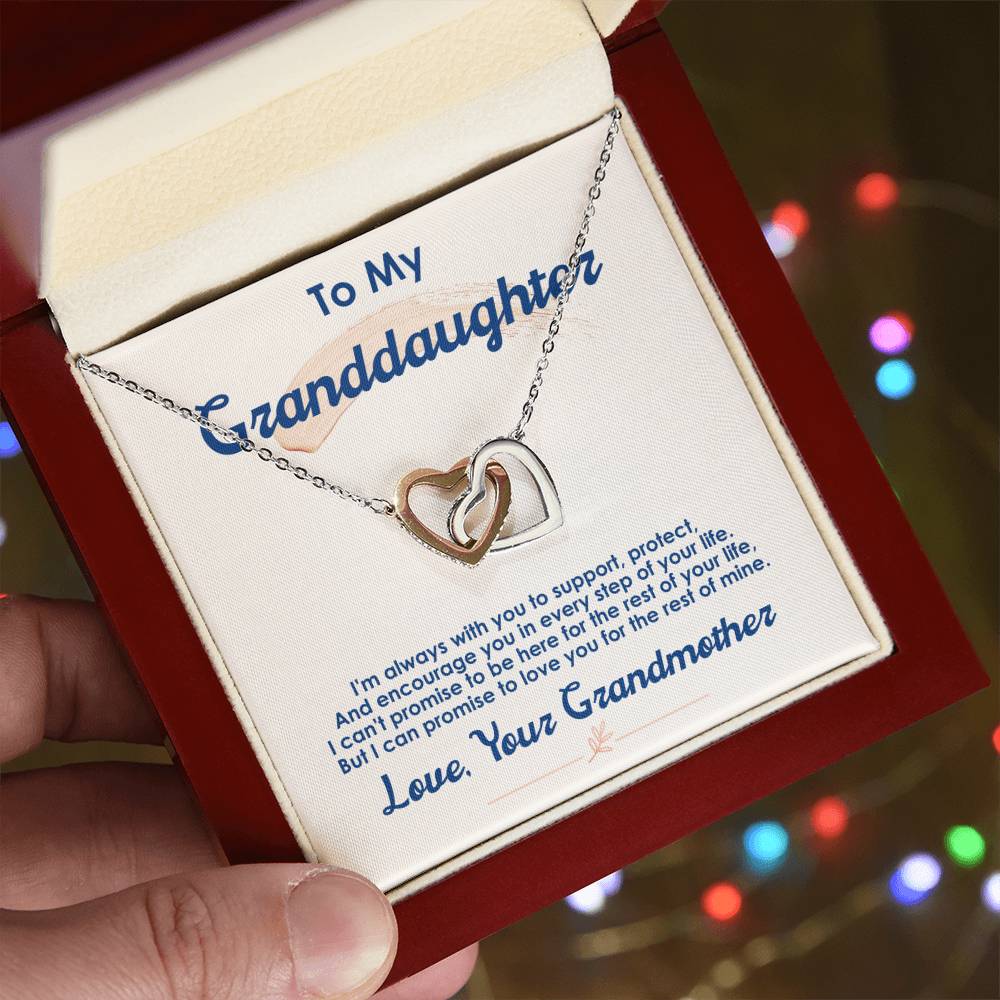 To My Granddaughter, I Love You For The Rest Of My Life - Interlocking Hearts Necklace