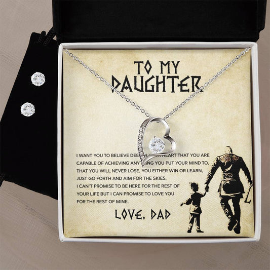 A gift box with a "To My Daughter, You Will Never Lose - Forever Love Necklace" from ShineOn Fulfillment that says "to my daughter".