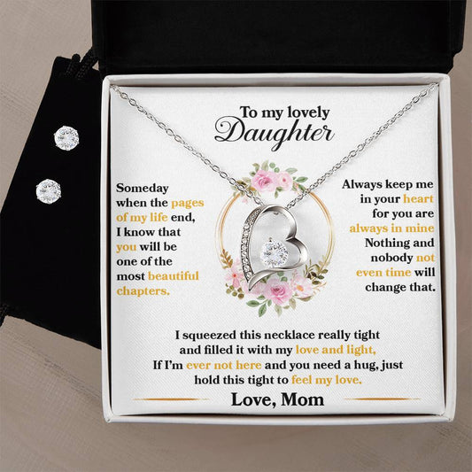 To My Lovely Daughter, Hold This Tight To Feel My Love - Forever Love Necklace