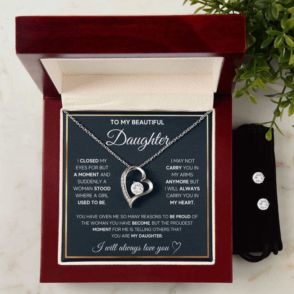 A To My Daughter, I Will Always Carry You In My Heart - Forever Love Necklace gift box from ShineOn Fulfillment for a daughter.