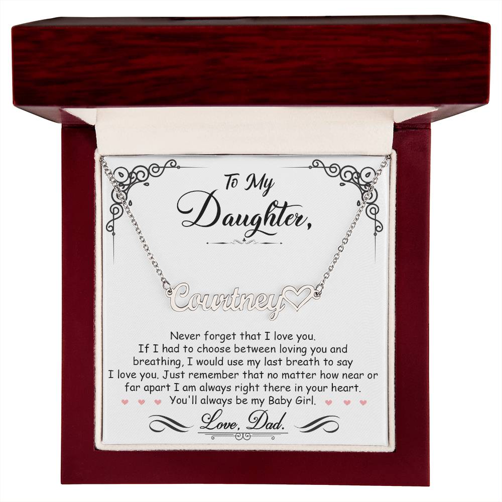 A treasured keepsake gift box with a ShineOn Fulfillment My Beautiful Daughter - Name Necklace with Heart for your beloved daughter.