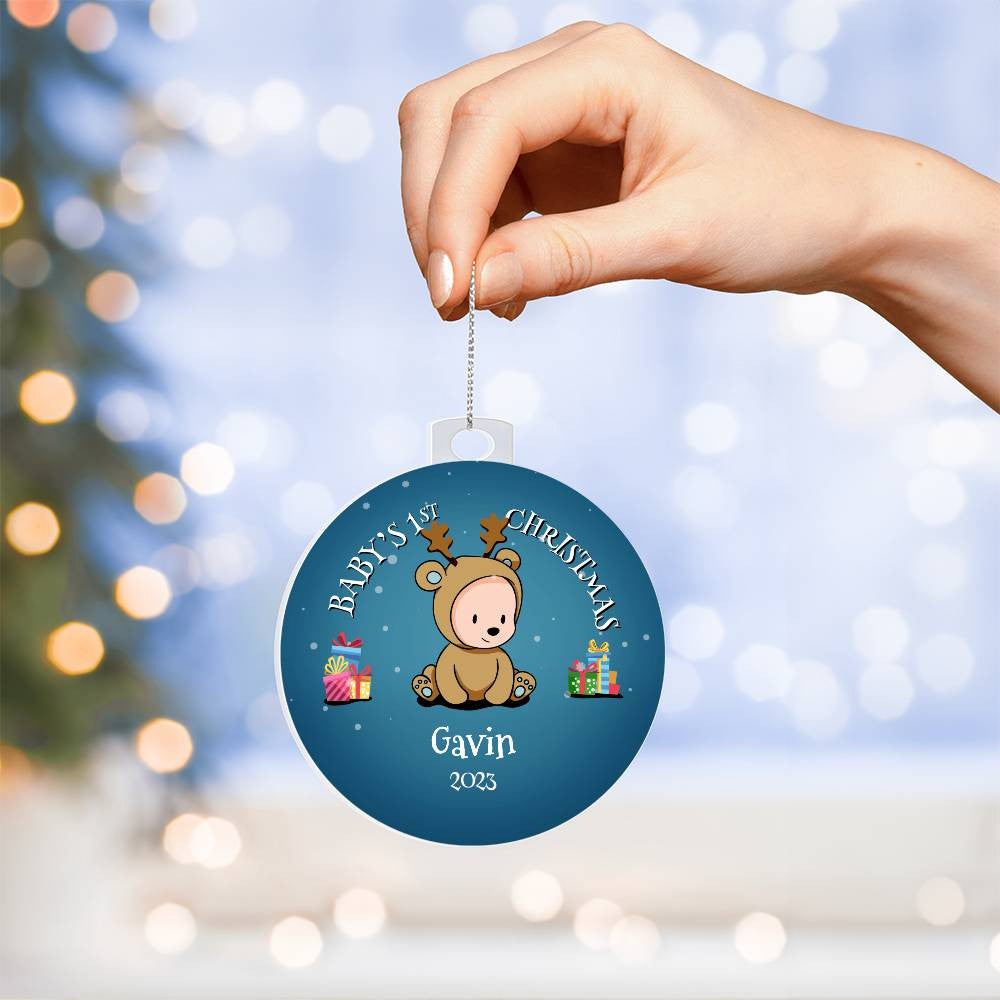 Baby's First Christmas Ornament - Personalized, an AnywherePOD product, a perfect gift for the holiday season.