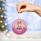 Acrylic pink reindeer Baby's First Christmas Ornament - Personalized by AnywherePOD.