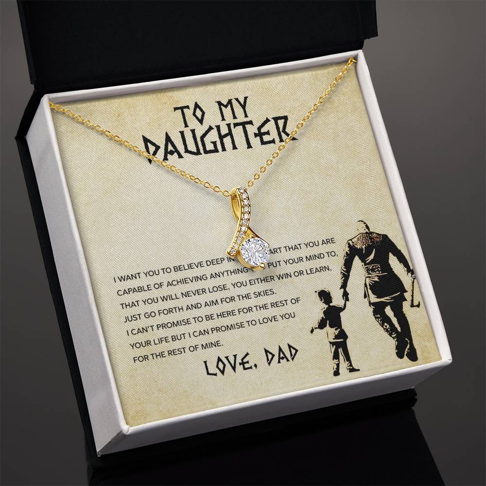 A stunning gift box featuring the "To My Daughter, You Will Never Lose - Alluring Beauty Necklace" by ShineOn Fulfillment, specially crafted for my daughter - the perfect present for a special someone.