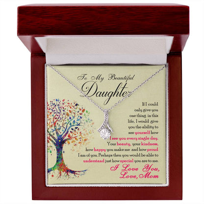 A ShineOn Fulfillment pendant gift box with the "To My Beautiful Daughter, You Are Special To Me - Alluring Beauty Necklace" for my daughter.