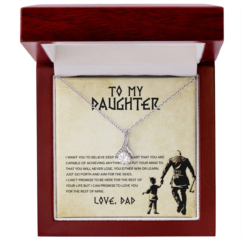 This stunning gift box contains the "To My Daughter, You Will Never Lose - Alluring Beauty Necklace", specially crafted by ShineOn Fulfillment for my daughter.