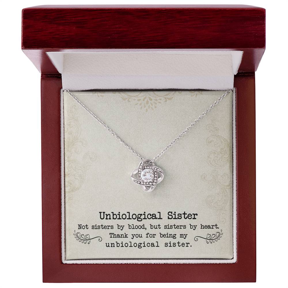 To My Unbiological Sister, Sister By Heart - Love Knot Necklace