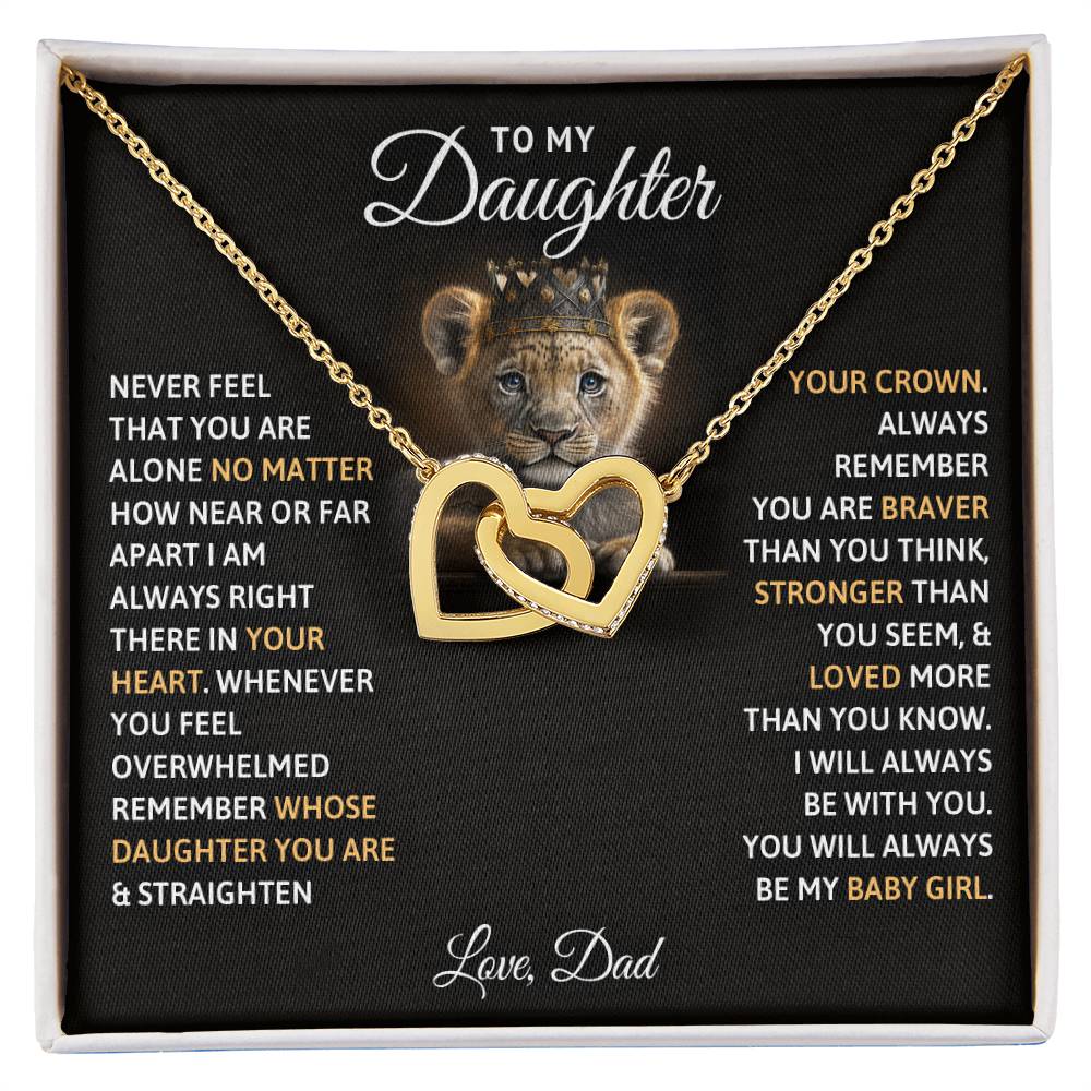 A heart-shaped gift box containing a To My Daughter, You Will Always Be My Baby Girls - Interlocking Hearts Necklace specially inscribed for my daughter. (Brand: ShineOn Fulfillment)