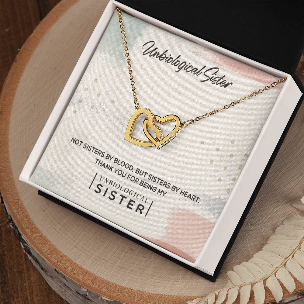 To My Unbiological Sister, Thank You - Interlocking Hearts Necklace