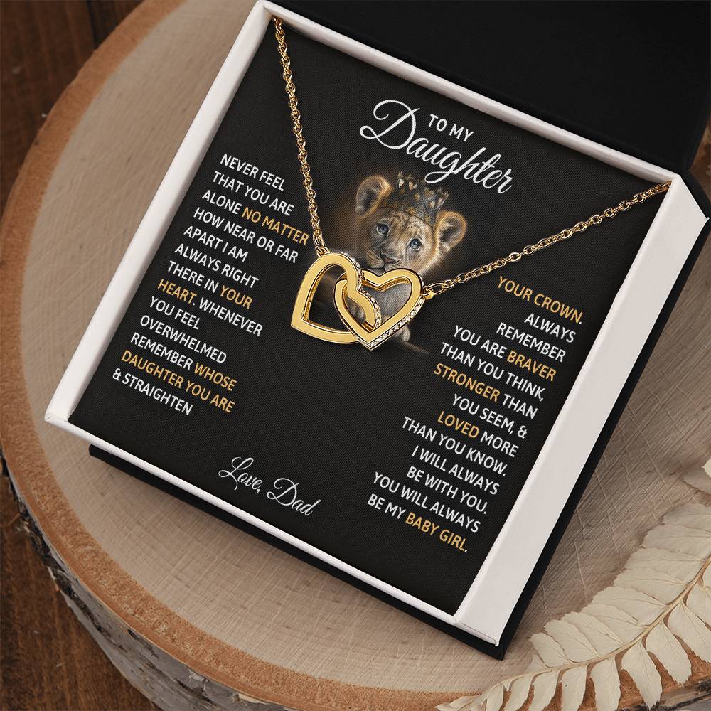A "To My Daughter, You Will Always Be My Baby Girls - Interlocking Hearts Necklace" by ShineOn Fulfillment in a gift box.