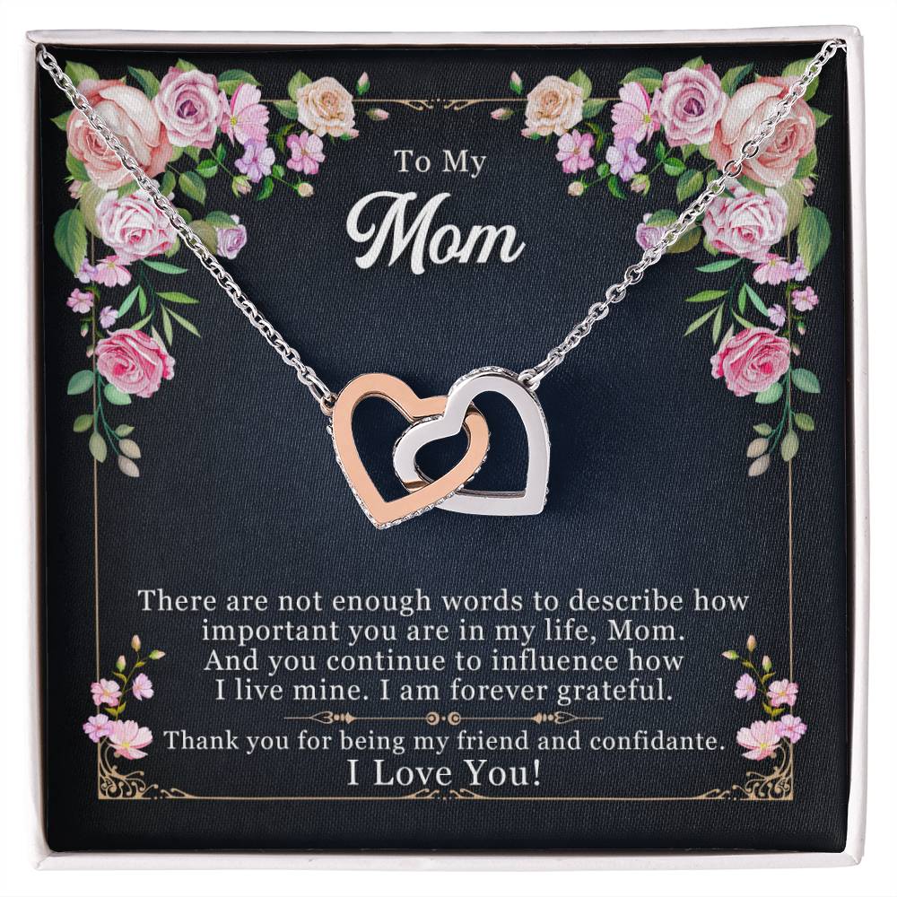 To My Mom, Thank yOU For Being My Friend - Interlocking Hearts Necklace